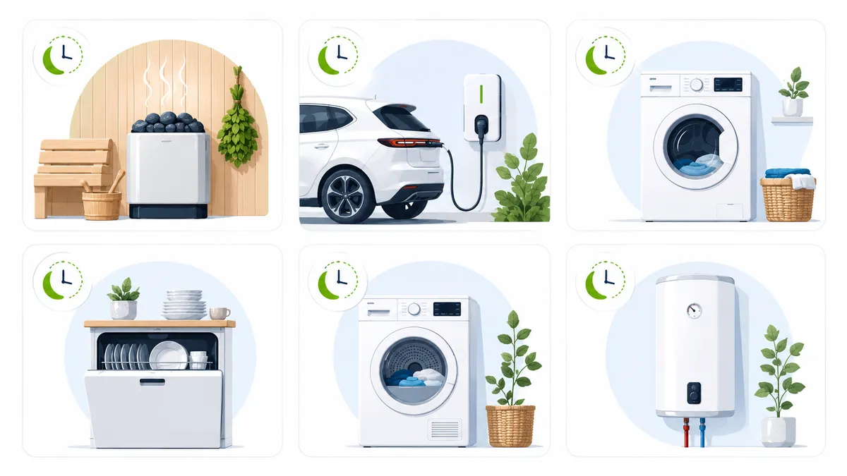 Sähköauto, sauna ja lämminvesivaraaja korostettuina kodin tärkeimpinä ajoitettavina kuormina